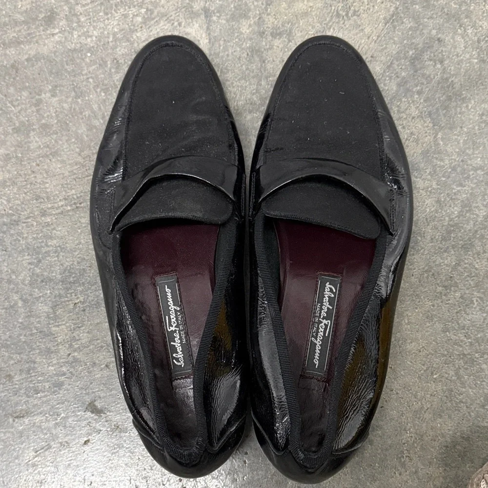Salvatore Ferragamo Glossy Black Men's Slip-Ons